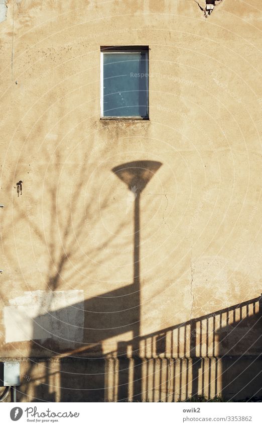 Location Bautzen Outskirts Deserted House (Residential Structure) Wall (barrier) Wall (building) Facade Window Old Large Tall Lamp post Street lighting Gate