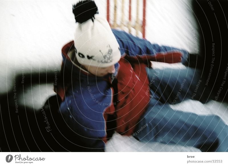 tobogganing 2 Sledding Winter Sudden fall Masculine Snow Bobble hat Sledge To fall