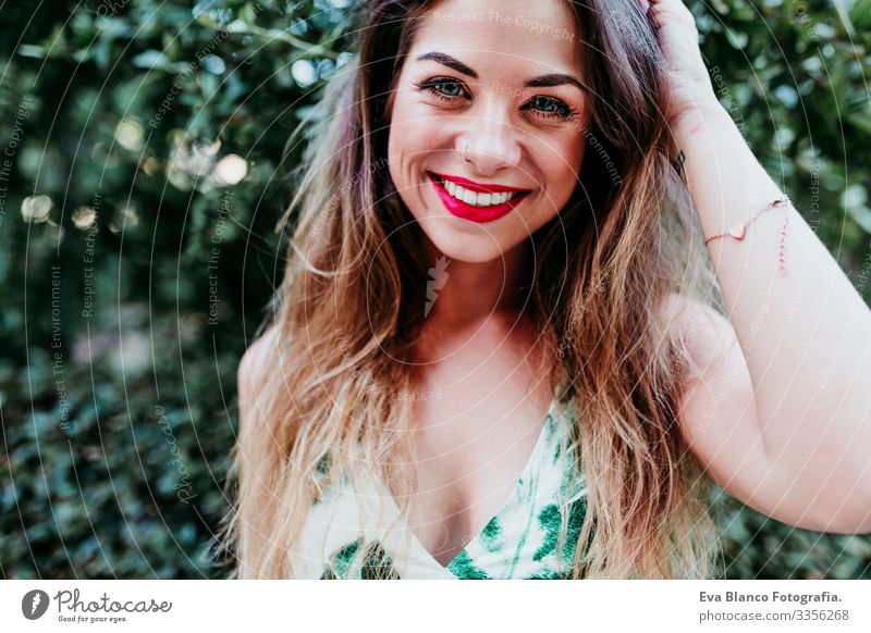 portrait of beautiful blonde young woman smiling at sunset. Red lips and gorgeous smile. Happiness concept Caucasian Hair toothy Cute Happy Girl pretty Healthy