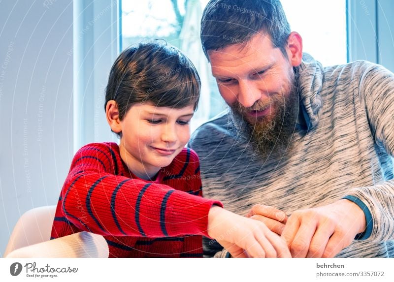 In the Christmas bakery... fortunate Happy Happiness Laughter at home Child Boy (child) Parents Father Family & Relations Infancy Contentment Trust