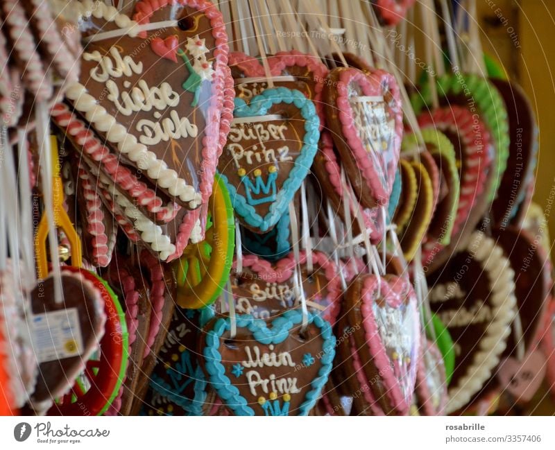 Gingerbread hearts | trapped in plastic Love Fairs & Carnivals Declaration of love I love you Icing cute Food Edible Ornate Gift biscuits baked Shopping sale