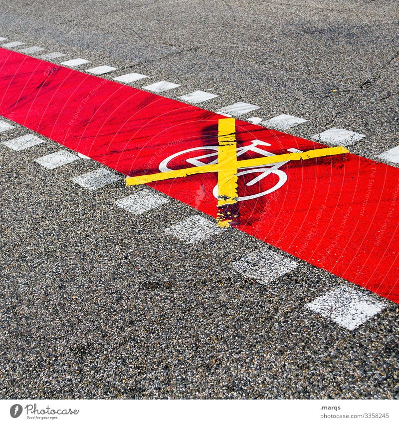 Closed cycle path Road traffic StVO Signs and labeling Road sign cyclists Bicycle Cycle path Barred Crucifix Yellow Red Colour Lanes & trails Street Safety