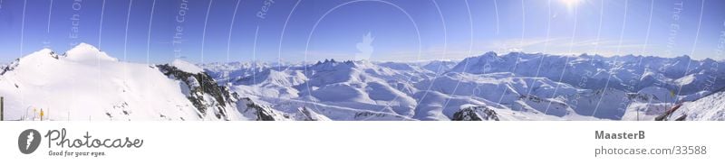 Mountain panorama in the snow Snow Nature Landscape Sky Horizon Sunlight Beautiful weather Alps Peak Snowcapped peak Large Pic Blanc Alpe d'Huez