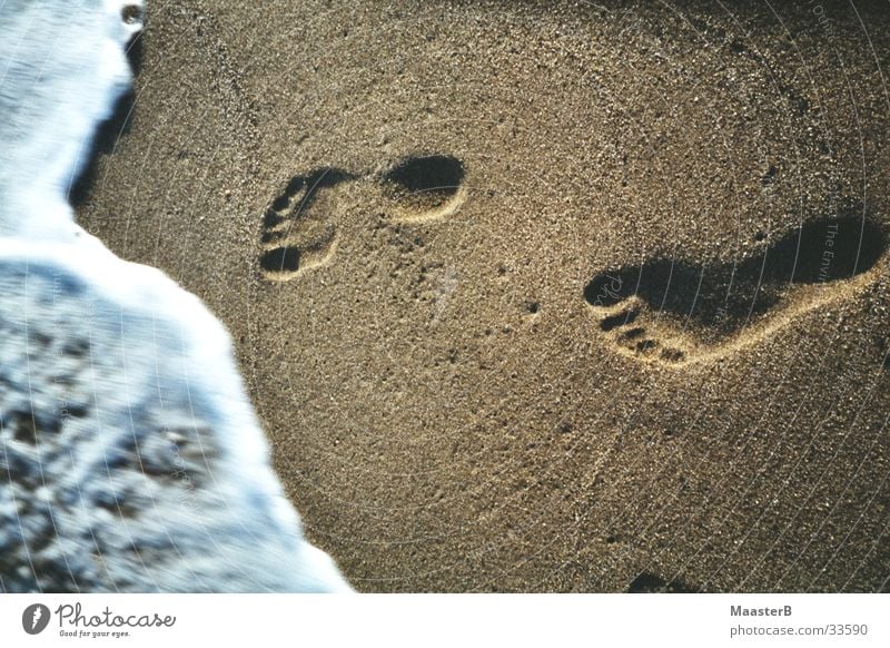 Carribean Footprints Beach Ocean Feet Sand Water Coast Transience Tracks Footprints in the sand Subdued colour Exterior shot Deserted Contrast Motion blur