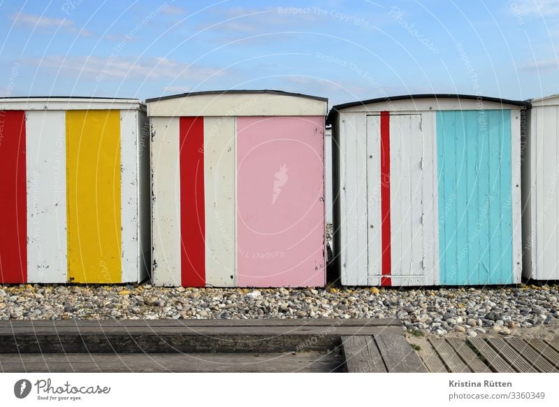 colourful stalls Vacation & Travel Beach Coast Hut Multicoloured beach huts bathing hut beach cabins changing cubicles changing rooms Changing cabine Le Havre