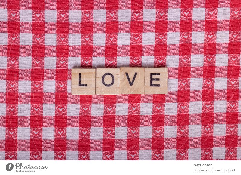 LOVE letters on checked fabric Lifestyle Style Valentine's Day Mother's Day Advertising Industry Characters Select Reading Red Sympathy Friendship Love Romance