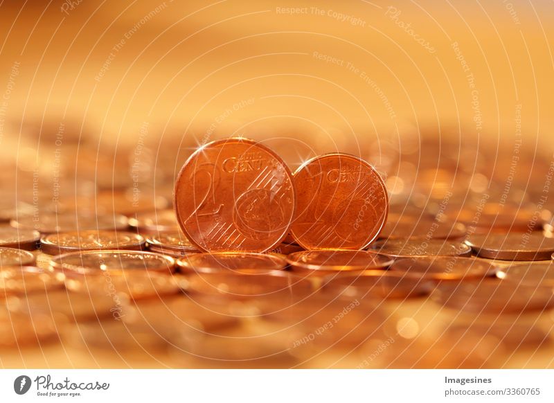 Abolition of 1/2 cent euro coins. Europeans for the abolition of 1-cent and 2-cent coins. Euro currency coin. Coins background. Income and profit. Banking, save money