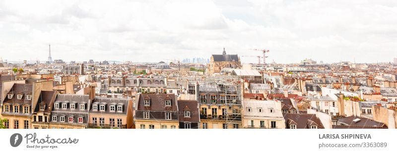 Panoramic view of Paris on city center, Paris, France Vacation & Travel Sightseeing House (Residential Structure) Landscape Sky Horizon Spring Town Downtown