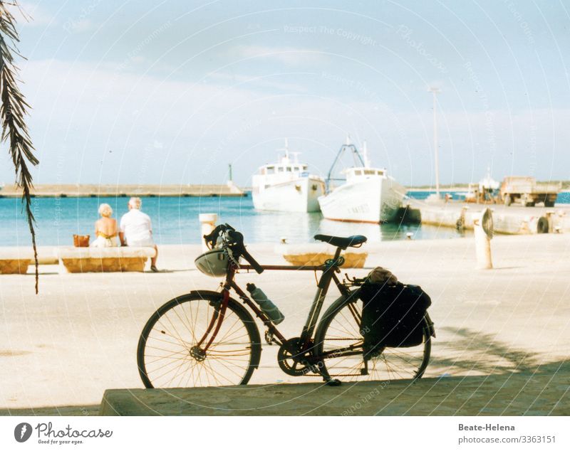 health | balance between sport and contemplative tranquillity Healthy Sports rest Bicycle beach promenade observation posts Harbour ships look Sea view palms