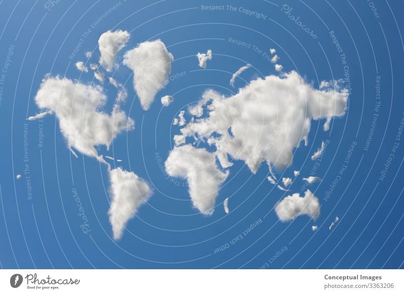 The world in clouds Clouds Weather Idea Dream Digital composite World map aspiration abstract blue imagination contemplation concept ideas worldwide global