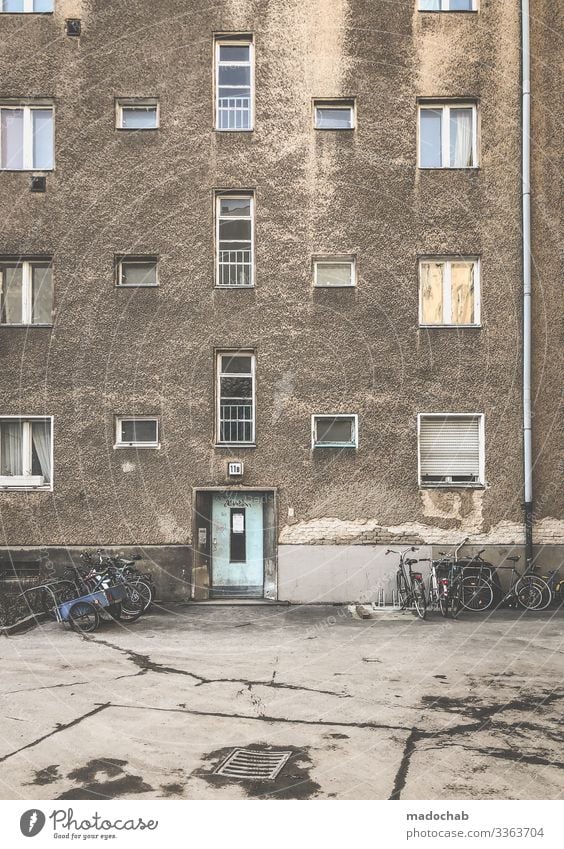 The normal life Decline Broken Dirty refurbishment Berlin Apartment Building Facade Trashy Destruction Transience Ruin Deserted Past Subdued colour Architecture