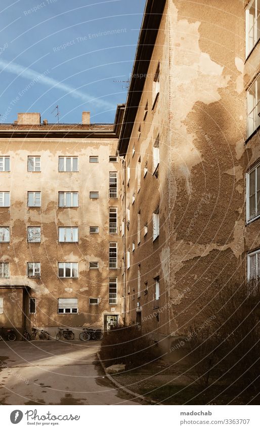 Berlin Prenzlauer Berg dilapidated apartment building poverty Poverty arm Decline Transience Broken Old Facade dwell resin IV facade detail Wall (barrier) Food