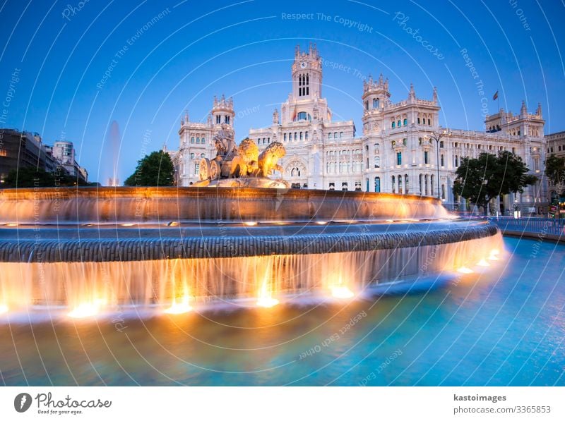 Plaza de Cibeles, Madrid, Spain. Vacation & Travel Tourism Office Art Culture Palace Places Building Architecture Facade Old Communicate Historic Modern Blue