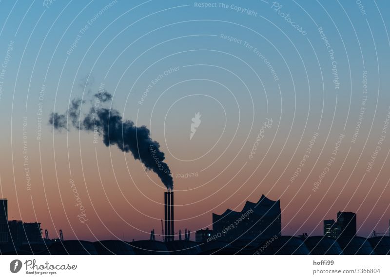 Coal-fired power plant at sunset Sunset Electricity generating station Emission Cloudless sky Coal power station Energy industry Air pollution Shadow Contrast