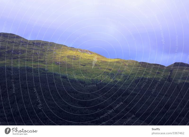 a sunspot Scotland Sunspot Scottish countryside Nordic certain light Mood lighting Mysterious Hill Flare Shaft of light Light and shadow Light and darkness