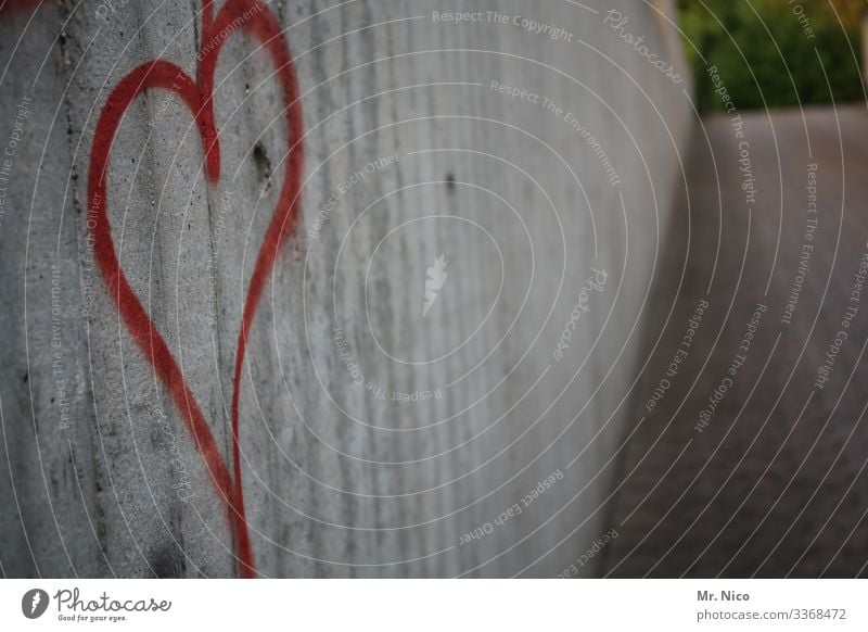 city heart Heart Love Wall (barrier) Wall (building) Graffiti Characters Gray Lanes & trails Emotions Infatuation Sympathy Sign Red Romance