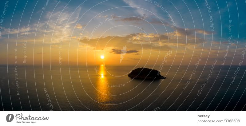 aerial view sunset above Karon Beach is a famouse landmark and popular sunset viewpoint of Phuket Thailand phuket sky asia blue drone island lake mountain