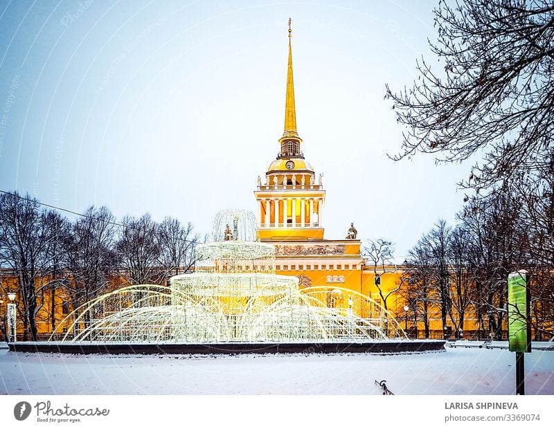 Spire of Admiralty building winter, Saint Petersburg, Russia Beautiful Vacation & Travel Tourism Winter Snow Culture Landscape Sky Tree Palace Building