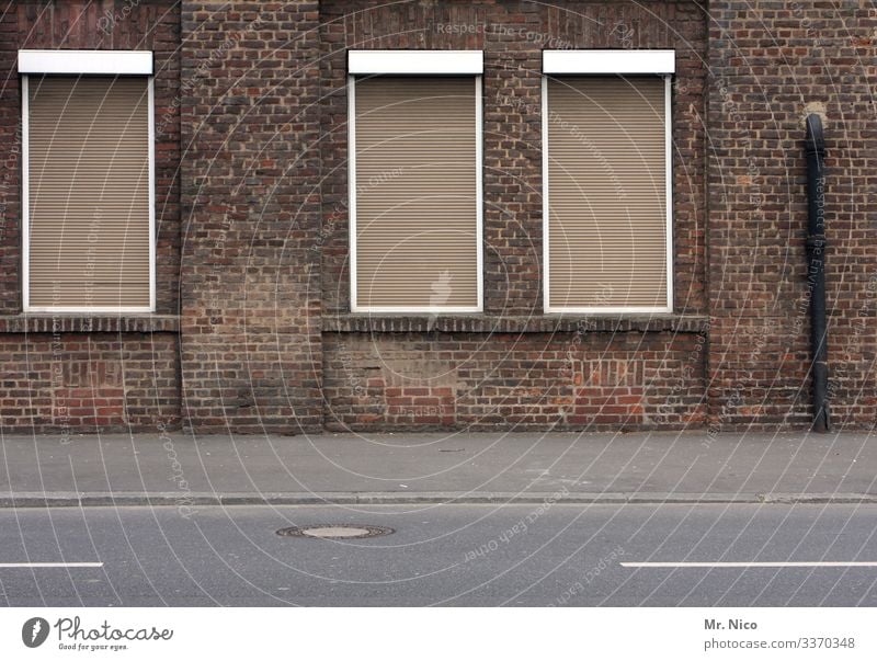 windows Window Old building roller shutter House (Residential Structure) Street Sidewalk Facade Decline Closed Building Town Village Uninhabited Vacancy Gloomy