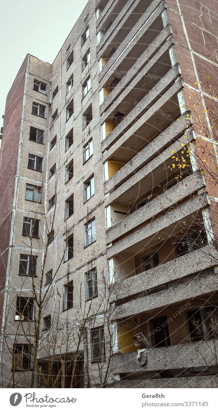 abandoned empty house in Pripyat Ukraine after an accident House (Residential Structure) Nuclear Power Plant Autumn Tree Grass Building Threat Tall Gloomy