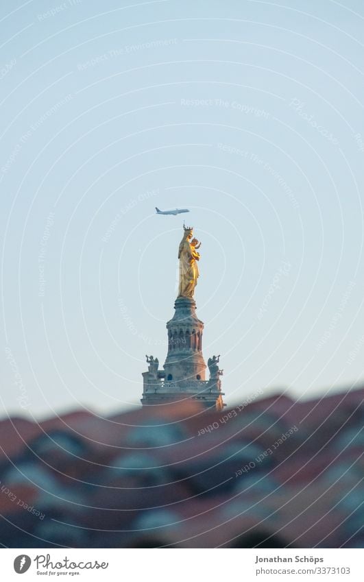 Airplane over the Basilique Notre Dame de la Garde Colour photo Sandstone Heaven Sky France Southern France Domed roof God Catholicism Summer vacation