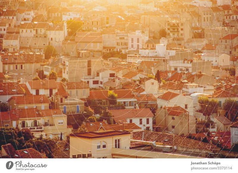 View over the roofs of Marseille Sunlight Light Copy Space top Panorama (View) Colour photo Deserted Day Roof City life Vantage point Travel photography