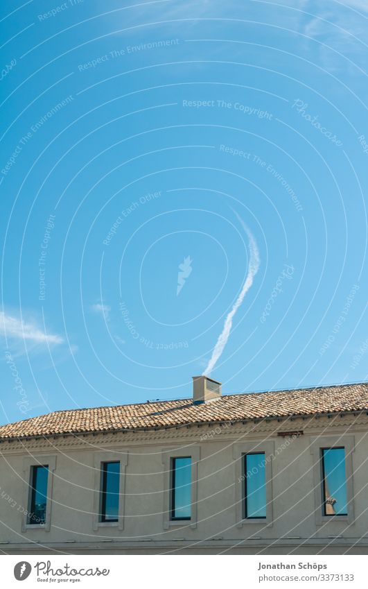 Cloud of smoke from a chimney in front of a blue sky Chimney Sky Clouds Smoke House (Residential Structure) France Southern Travel photography dwell Heat