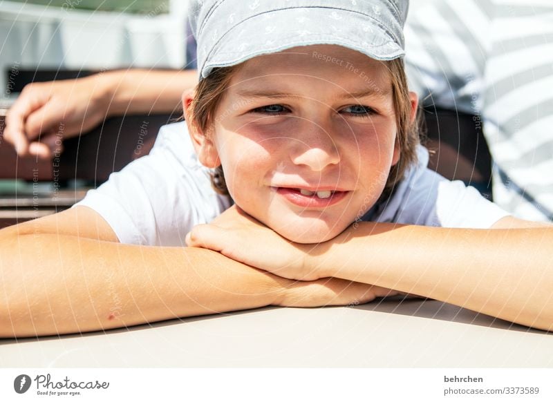 warming | children's happiness Dream Family & Relations Brash Colour photo Boy (child) Infancy Face portrait Close-up Child Contentment fortunate pretty Smiling