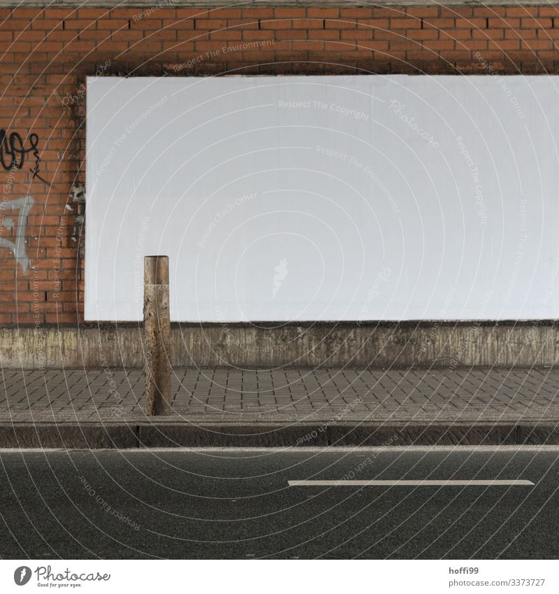 empty white billboard in the tunnel with street and boundary post Billboard billboard advertising Empty White Tunnel Street Brick wall empty billboard Deserted