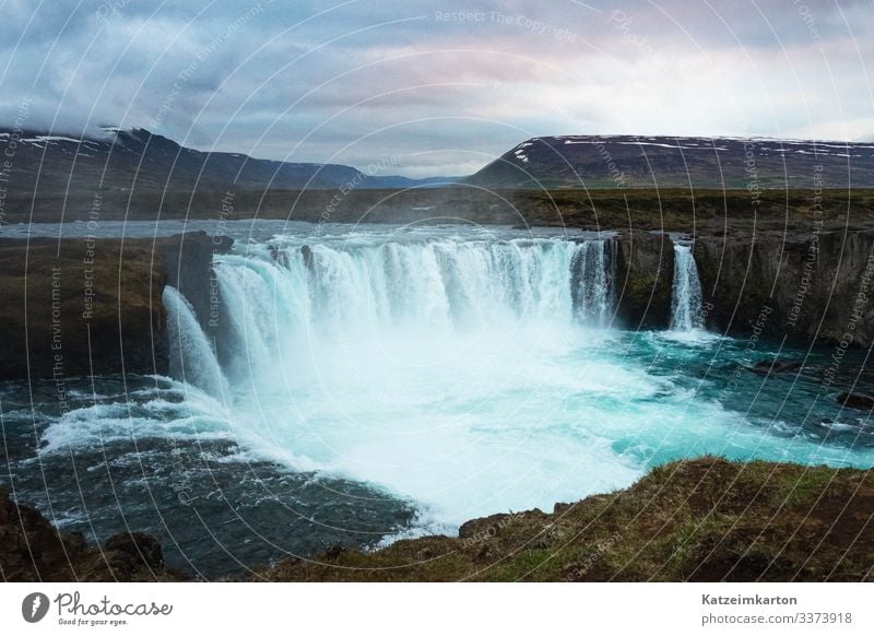 Goðafoss in Northern Iceland Vacation & Travel Tourism Trip Adventure Far-off places Sightseeing Hiking Nature Landscape Water Sky Clouds Rock Waterfall