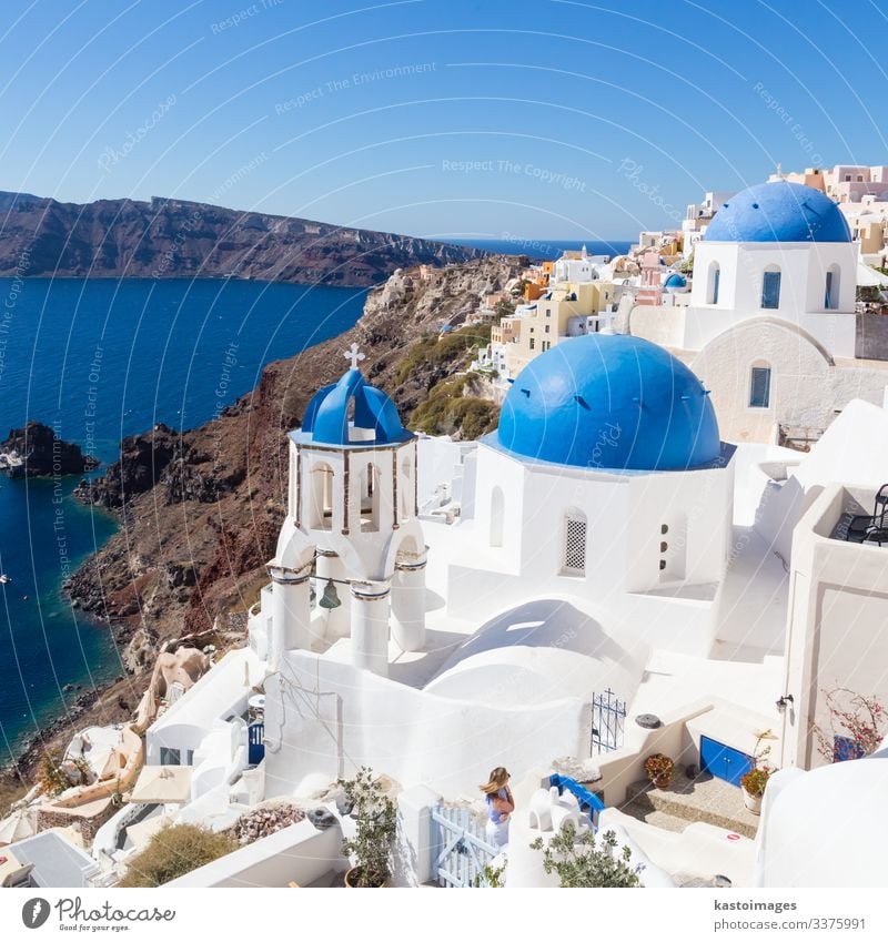 Traditional greek village of Oia, Santorini island, Greece. Style Beautiful Vacation & Travel Tourism Summer Ocean Island Mountain House (Residential Structure)