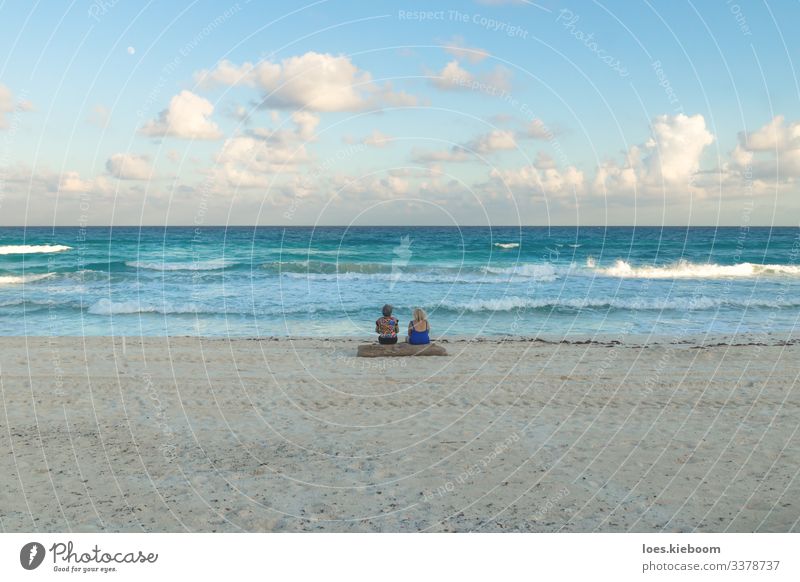 sunset beach chat Vacation & Travel Tourism Far-off places Summer Sun Beach Ocean Waves Human being Woman Adults 45 - 60 years Nature Sand Water Clouds Moon