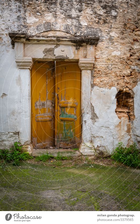 Architectural detail from the old town of Sitia, Crete. Europe Mediterranean Greece Greek Lasithi architecture door building abandoned deteriorating historical