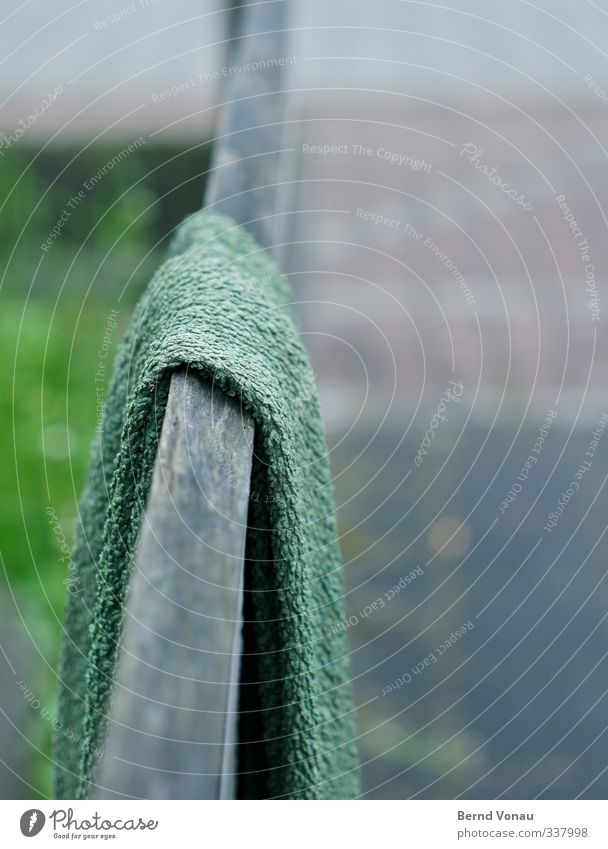 Towel forgetter! Fitness Sports Training Loser Football pitch Hang Gloomy Brown Gray Green Moody Forget Dry Fence Colour photo Exterior shot Deserted