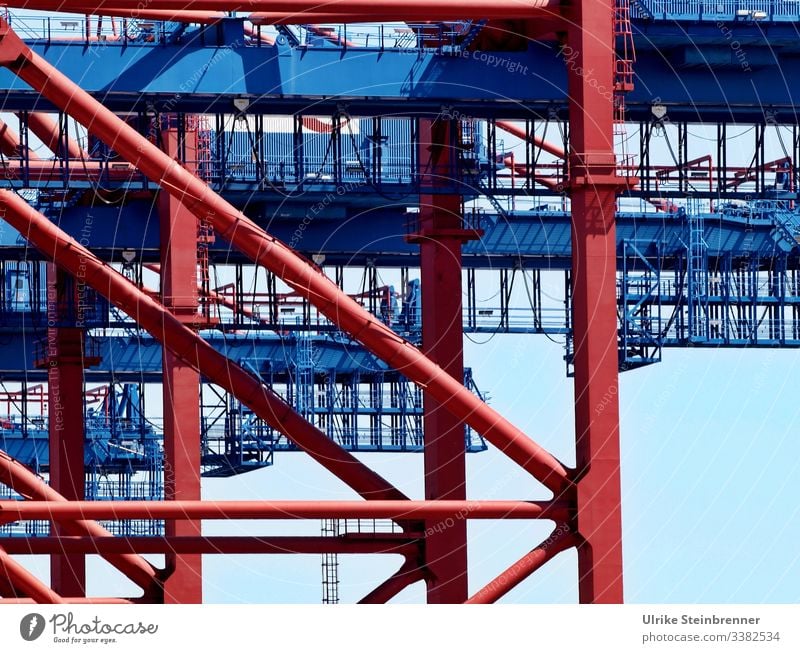 Container terminal Burchardkai in Hamburg Harbour Transport Port of Hamburg Logistics Metal Port City Navigation Industry burchardkai Crane Container cargo