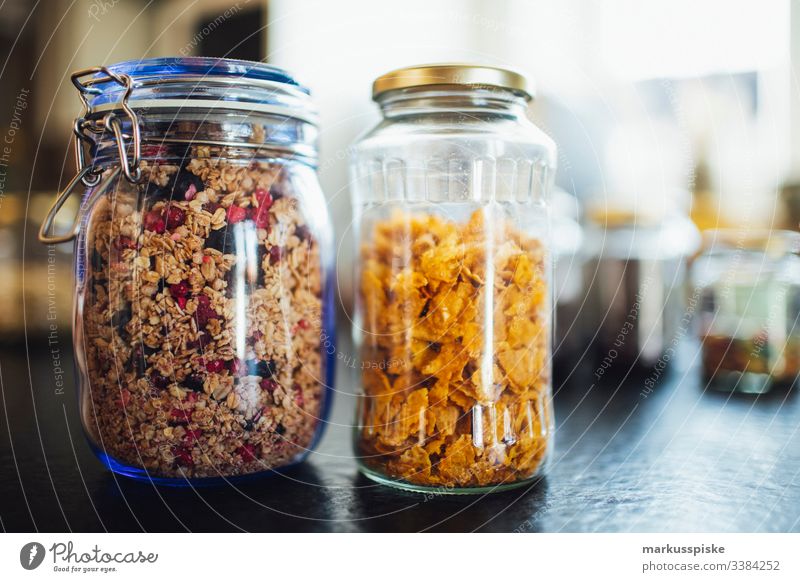 cereals and muesli in glass without packaging berry bowl breakfast cashew choco chocolate cob corn diet dinner dried fit fitness flake flakes flocks food grain