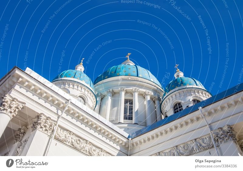 St.Trinity Cathedral,Troitsky Sobor famous blue domes,St.Petersburg, Russia built between 1828 and 1835 to a design by Vasily Stasov, Reconstruction after fire in 2006