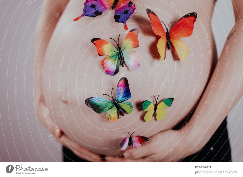 BABYBAUCH Baby bump baby bump shooting studio butterflies rainbow child early infant death pregnancy Girl Sphere Pregnant Birth Fear prenatally newborn Woman