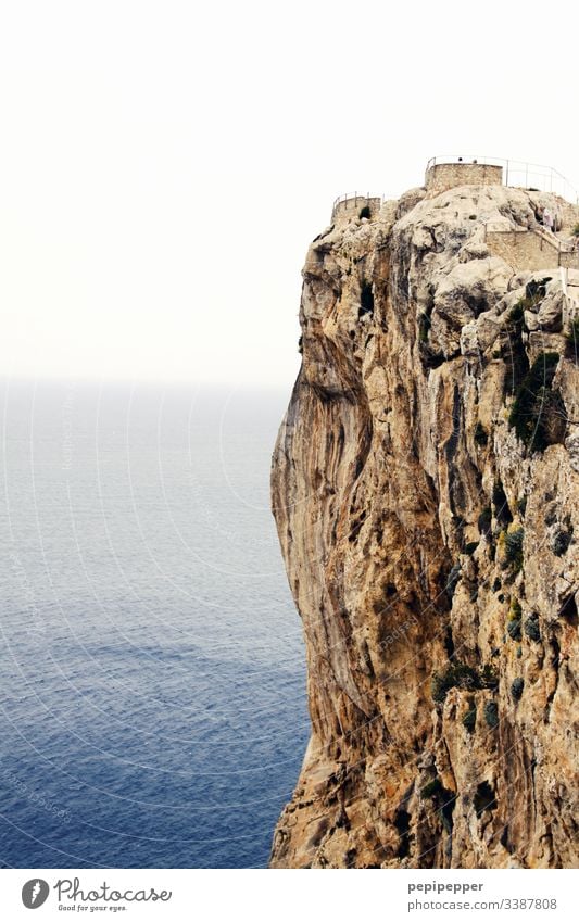 Rock in Mallorca Cap Formentor on Mallorca Majorca Ocean Coast Exterior shot Landscape Vantage point Sky Nature Water Vacation & Travel Mediterranean sea Spain