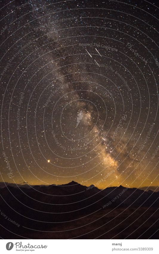 Triad | Three shooting stars in the night sky. Perseids Shooting stars shooting star shower Mars universe Starry sky Imposing Gigantic Universe Galaxy Astronomy