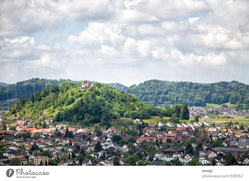 sovereign Environment Nature Sky Clouds Village Small Town Castle Old Historic Natural Green Hill Colour photo Exterior shot Deserted Day Panorama (View)