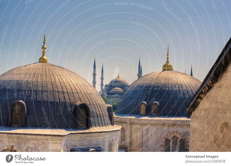 High view of the Blue Mosque, Istanbul, Turkey. Asia. ahmed ancient arabic architectural architecture asia blue blue mosque blue mosque istanbul city cityscape