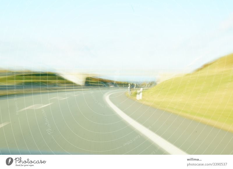 highway, long term exposure Freeway Street Highway Bridge Motion blur Copy Space Speed tempo Traffic infrastructure Transport Long exposure Deserted Bright