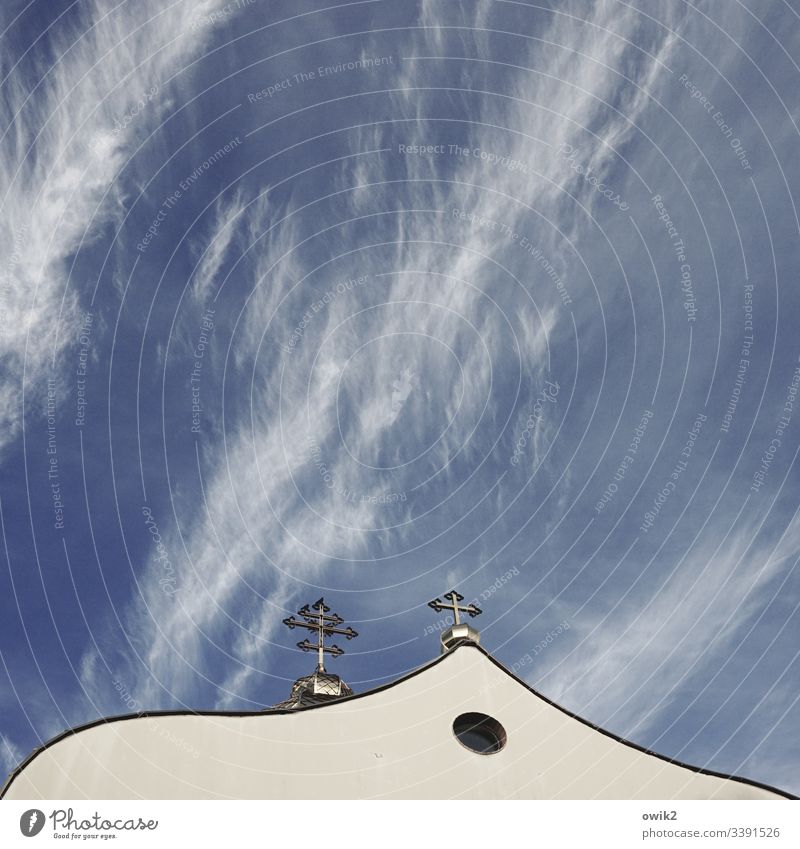 Greek Catholic Church in Poland Sky cirrostratus clouds Crucifix Christian Kreiz orthodox framed Wall (building) house of God Belief religion Christianity