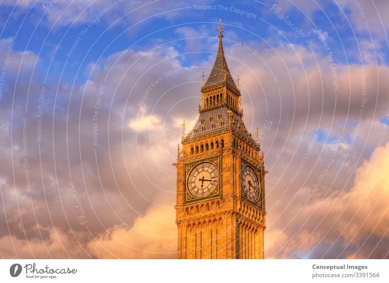 Close-up of the clock face of Big Ben, London, England. architecture attraction ben big bridge britain british building capital city cityscape culture