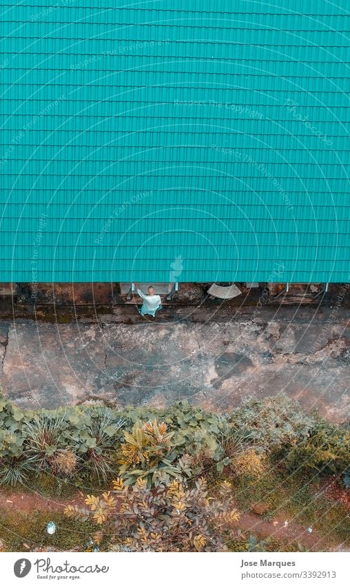 Buddhist man entering a house Drone dre Aerial photograph Nature Exterior shot Street House (Residential Structure) budism Wild Thailand Travel photography