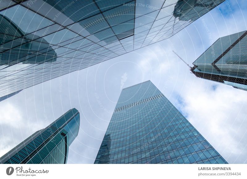 High-rise mirror towers of modern office buildings business center of Moscow City, international business center, Moscow, Russia moscow city urban blue