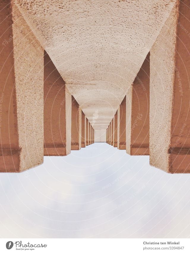 abstract concrete facade and sky Worm's-eye view Sky Facade Concrete Modern Clouds Deserted Building Manmade structures Architecture Abstract