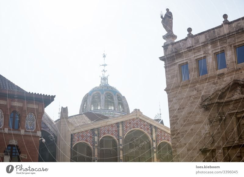 Side view on the Mercado Central dome, Valencia, Spain valencia market spain architecture europe central landmark mercado valencian building facade city