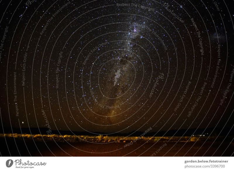 Milky Way over Namibia Night shot landscape photograph little colour Starry sky Milky way black sky with stars little vegetation